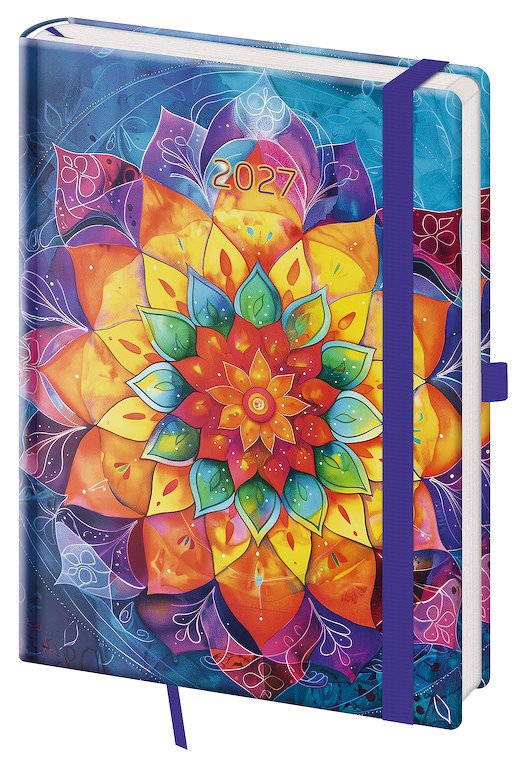 Diáře Vario s gumičkou - Týdenní diář A5 Vario Mandala s gumičkou