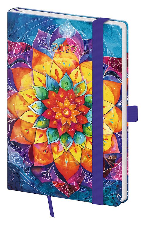 Diáře Vario s gumičkou - Kapesní diář A6 Vario Mandala s gumičkou
