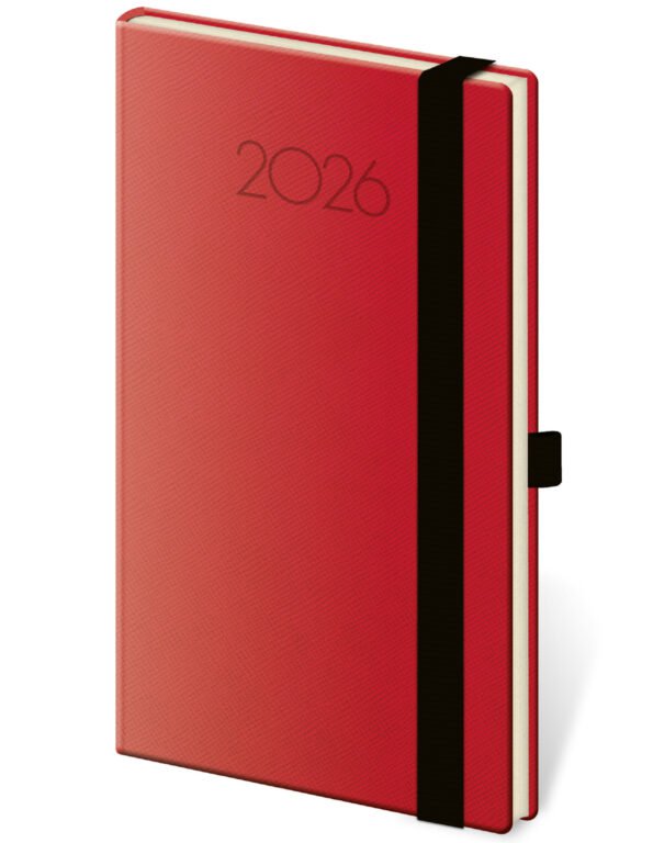 GOMMATO (matné bez struktury) - Kapesní diář New Praga červený