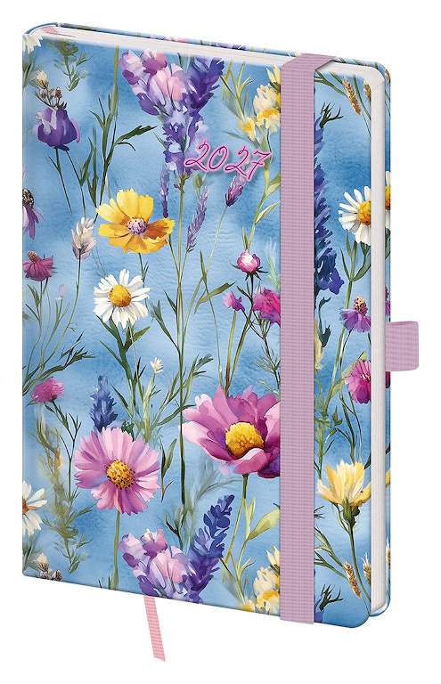 Diáře Vario s gumičkou - Kapesní diář A6 Vario Wildflowers s gumičkou